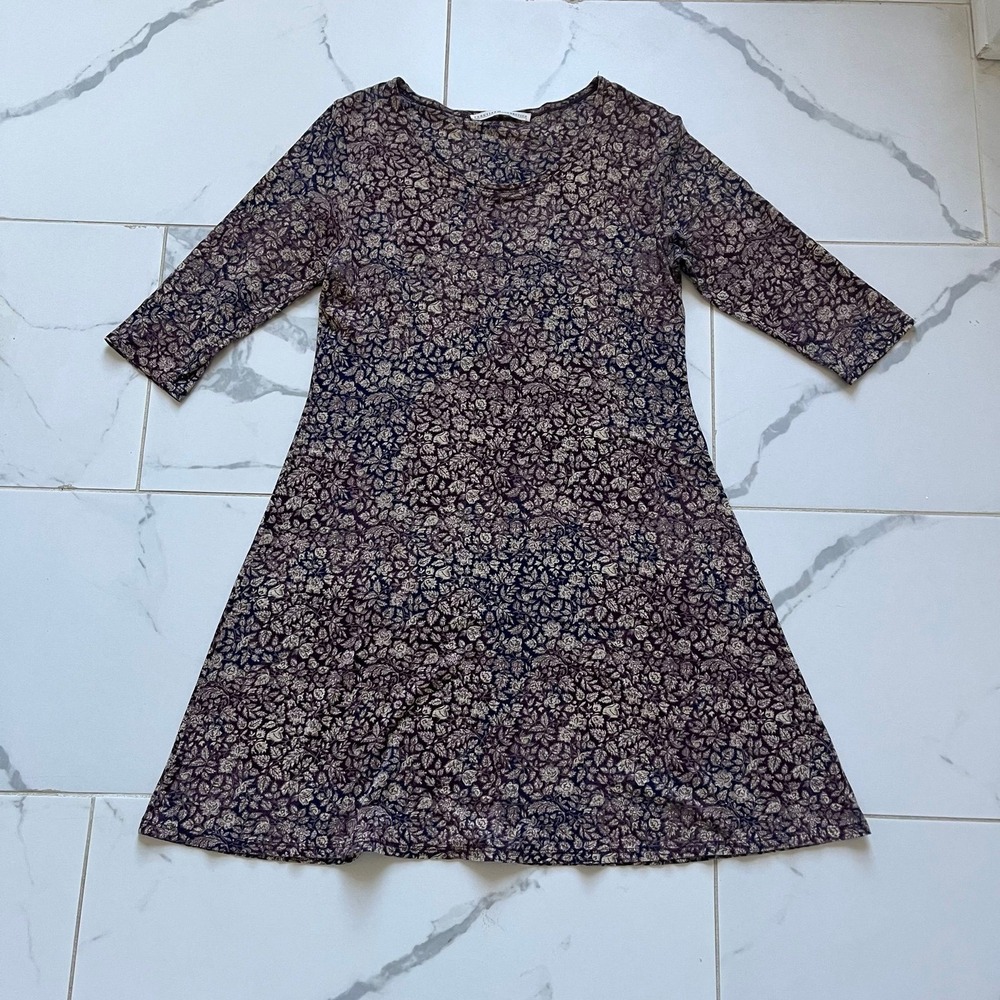 Peruvian Connection Pima cotton modal 3/4 sleeve dress floral print small
